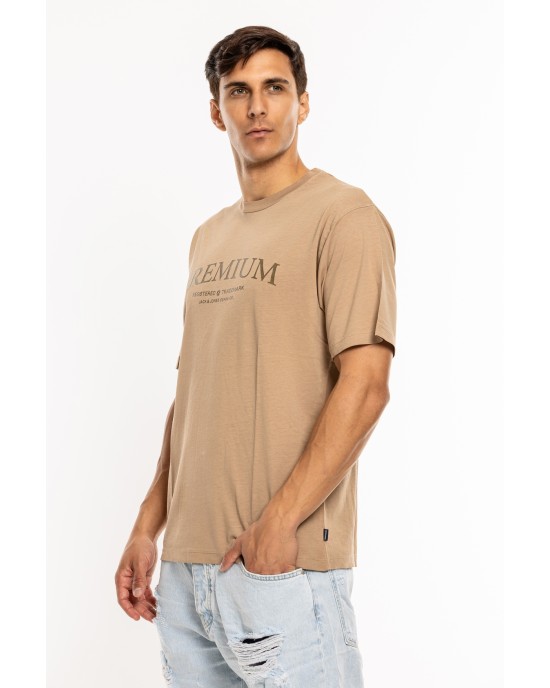 T-shirt Jack n Jones μπεζ ΚΟΝΤΟΜΑΝΙΚΕΣ