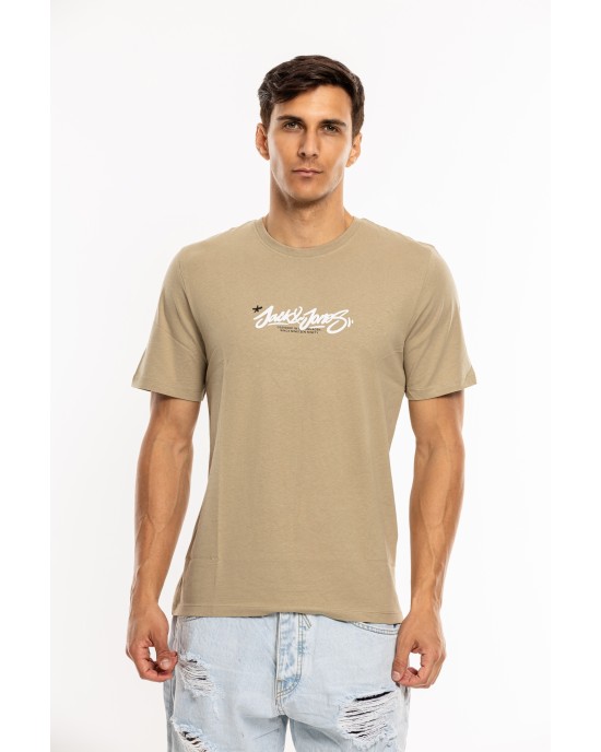 T-shirt Jack n Jones μπεζ ΚΟΝΤΟΜΑΝΙΚΕΣ