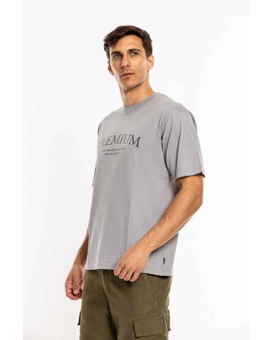 T-shirt Jack n Jones γκρι ΚΟΝΤΟΜΑΝΙΚΕΣ