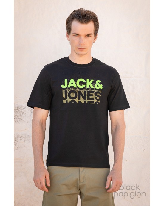 T-shirt Jack n Jones μαύρο ΚΟΝΤΟΜΑΝΙΚΕΣ