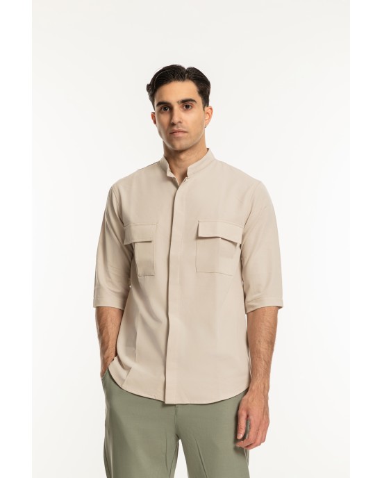 Πουκάμισο Vittorio Aviano μπεζ OVERSHIRT