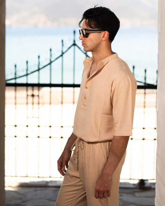 Πουκαμίσα Vittorio Spiaggia μπεζ OVERSHIRT