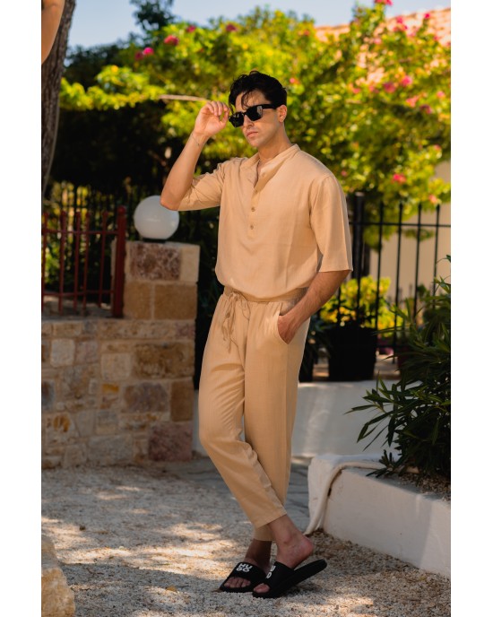 Πουκαμίσα Vittorio Spiaggia μπεζ OVERSHIRT