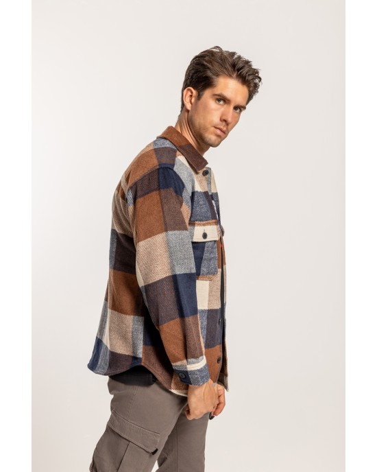 Overshirt JackNJones καφέ OVERSHIRT