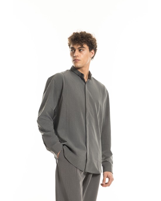 Πουκαμίσα Vittorio Valenze γκρι OVERSHIRT