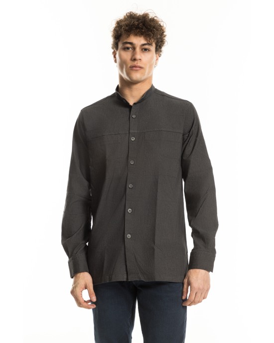 Πουκάμισα Tessuti γκρι σκούρο OVERSHIRT