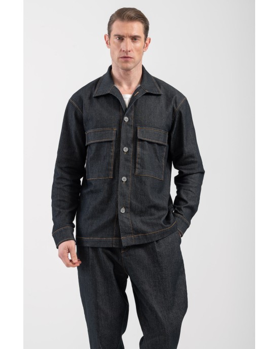 Πουκαμίσα Jeans Vittorio Rosseto μπλε OVERSHIRT