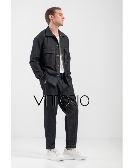 Πουκαμίσα Jeans Vittorio Rosseto μπλε OVERSHIRT