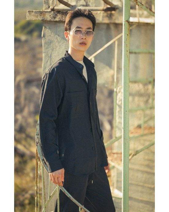 Πουκάμισα Vittorio City μαύρο OVERSHIRT