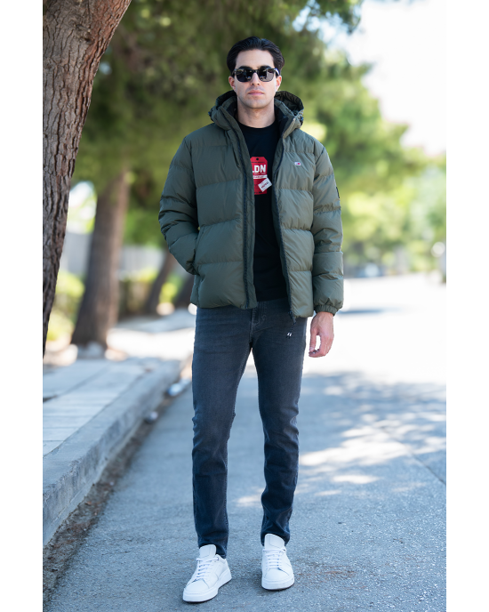 Μπουφάν Tommy Jeans λαδί ΜΠΟΥΦΑΝ