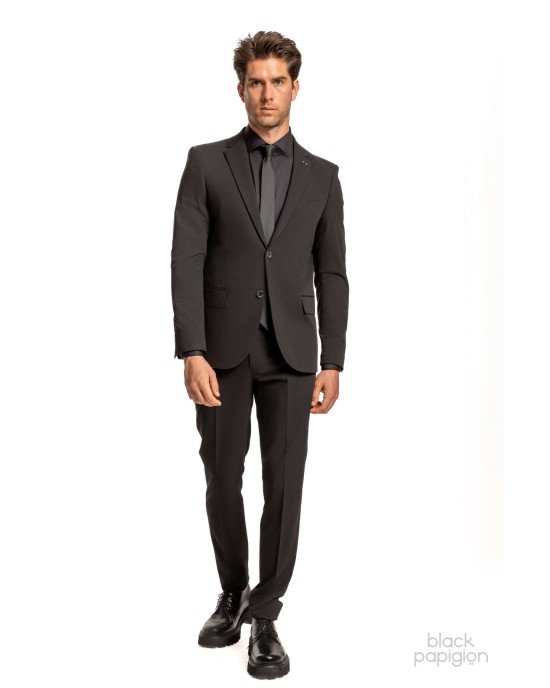 Κοστούμι Black Papigion μαύρο SLIM FIT