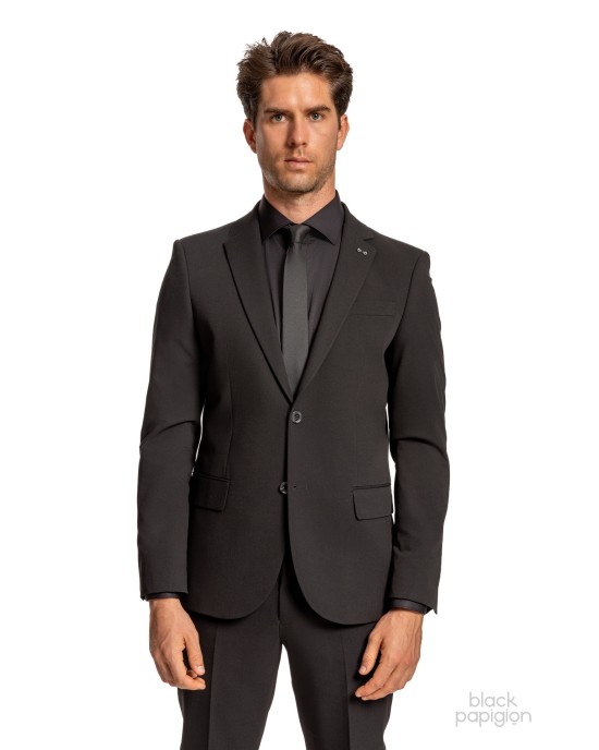 Κοστούμι Black Papigion μαύρο SLIM FIT