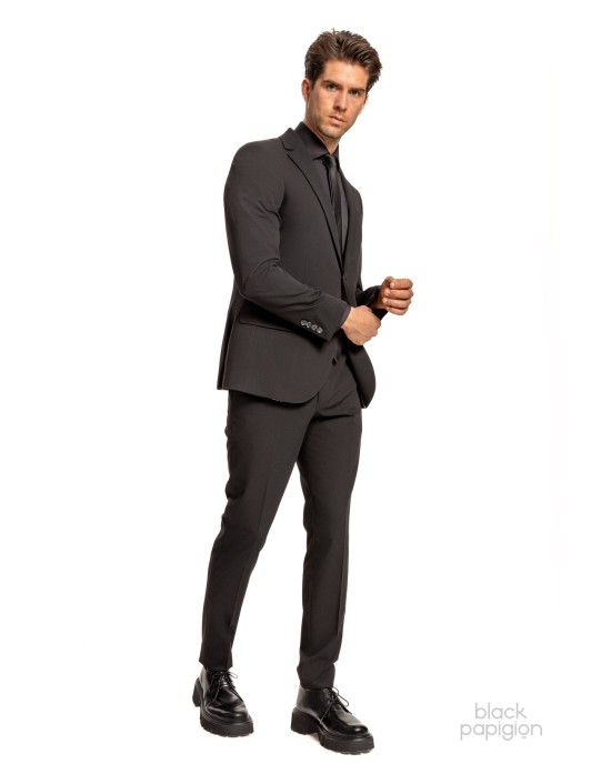 Κοστούμι Black Papigion μαύρο SLIM FIT