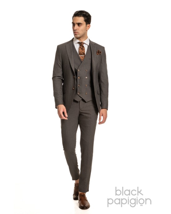 Κοστούμι Black Papigion γκρι SLIM FIT