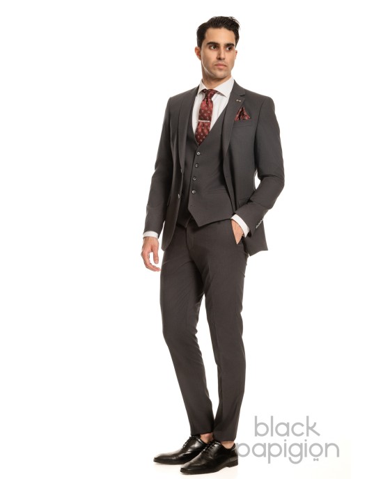 Κοστούμι Black Papigion γκρι SLIM FIT