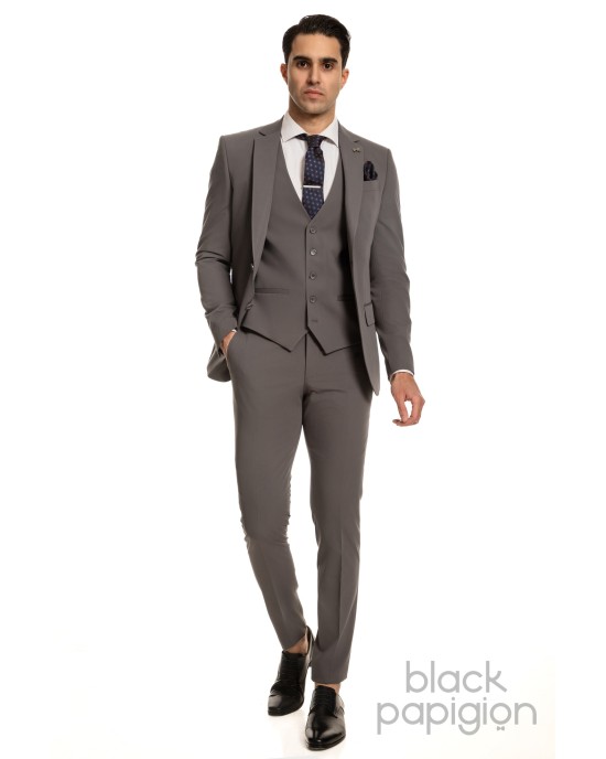 Κοστούμι Black Papigion γκρι SLIM FIT