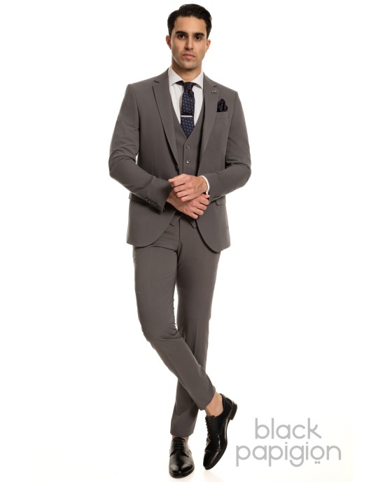 Κοστούμι Black Papigion γκρι SLIM FIT