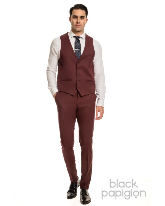 Κοστούμι Black Papigion μπορντό SLIM FIT