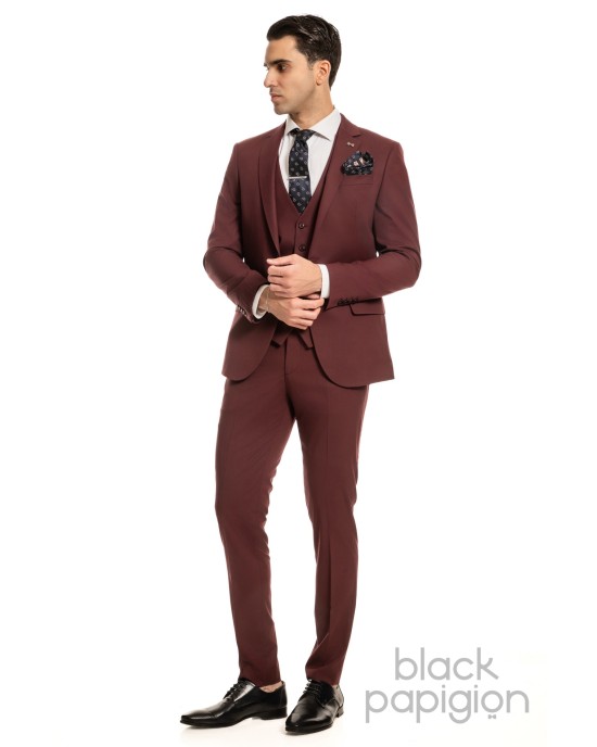 Κοστούμι Black Papigion μπορντό SLIM FIT