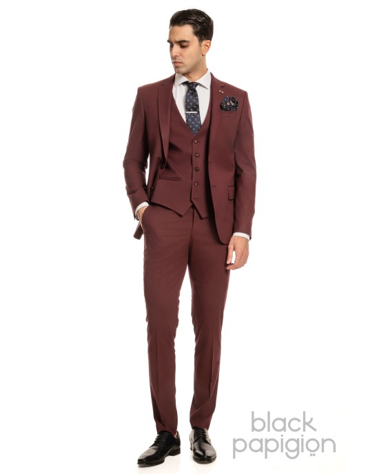 Κοστούμι Black Papigion μπορντό SLIM FIT