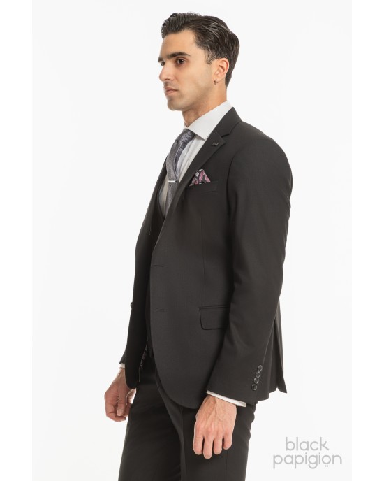 Κοστούμι Black Papigion μαύρο SLIM FIT