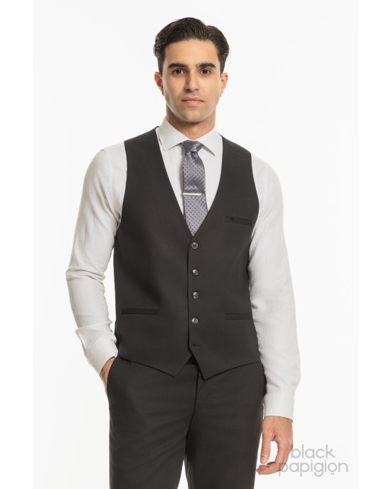 Κοστούμι Black Papigion μαύρο SLIM FIT