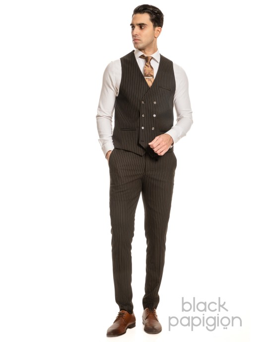 Κοστούμι Black Papigion μαύρο SLIM FIT