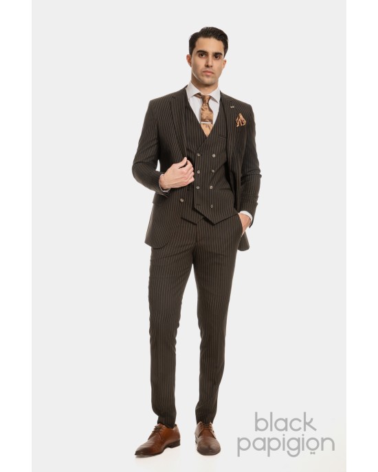 Κοστούμι Black Papigion μαύρο SLIM FIT