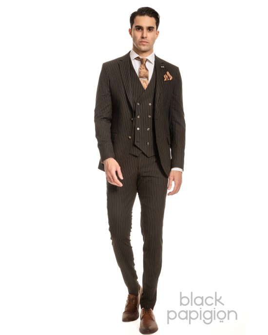 Κοστούμι Black Papigion μαύρο SLIM FIT